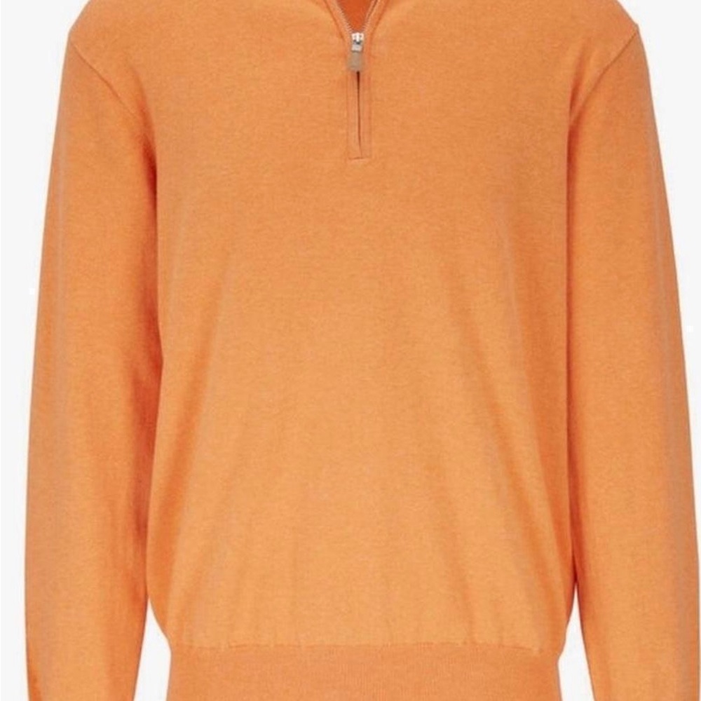 Peter Millar Orange Quarter-Zip Sweater